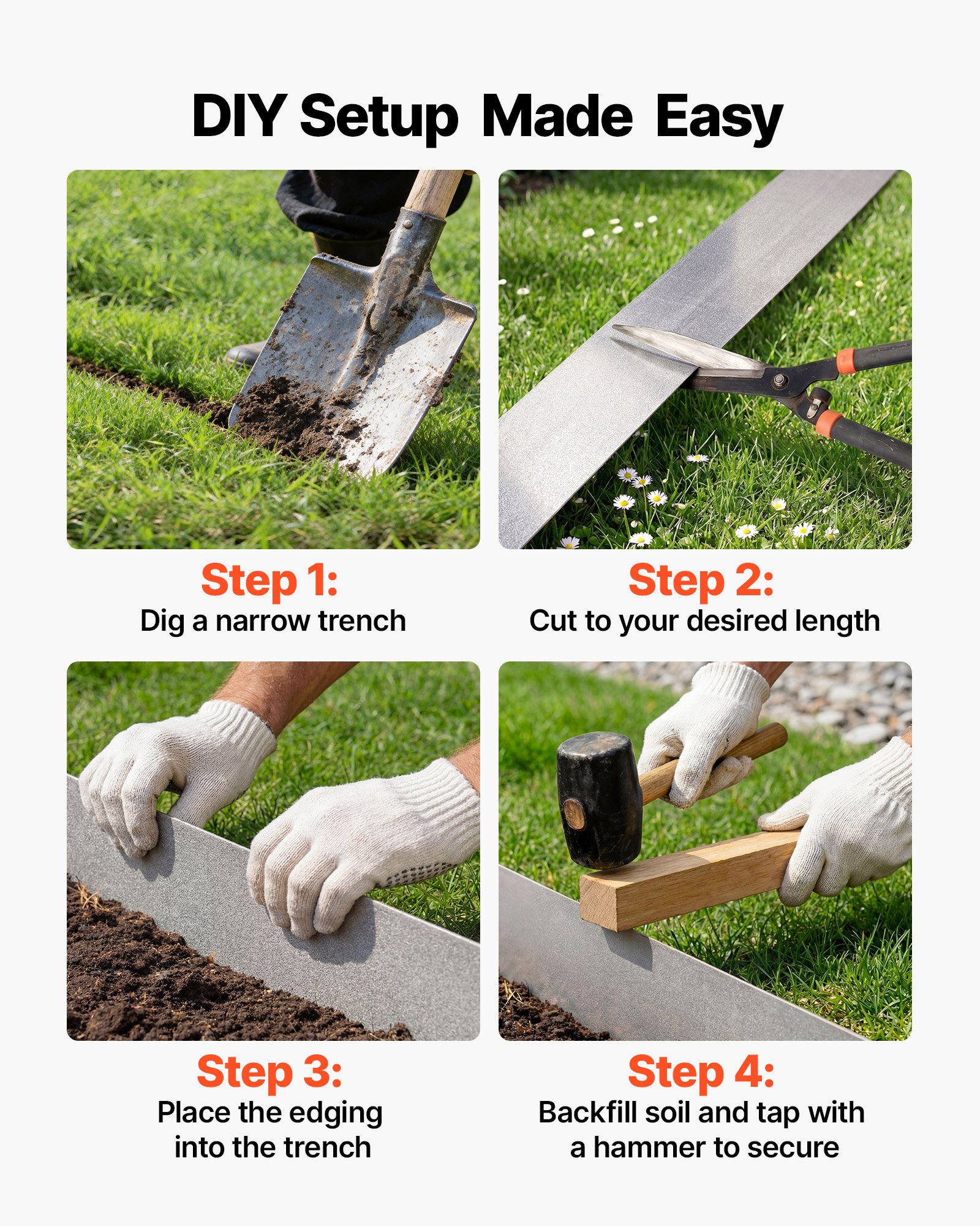 VEVOR Bordatura da Giardino per Aiuola in Metallo 10m x 15 cm, Rotolo Recinzioni per Prato Orto da Giardino Bordatura in Acciaio Corten Aiuole Sentieri Paesaggistica, Rotolo Bordi Aiuole Giardinaggio