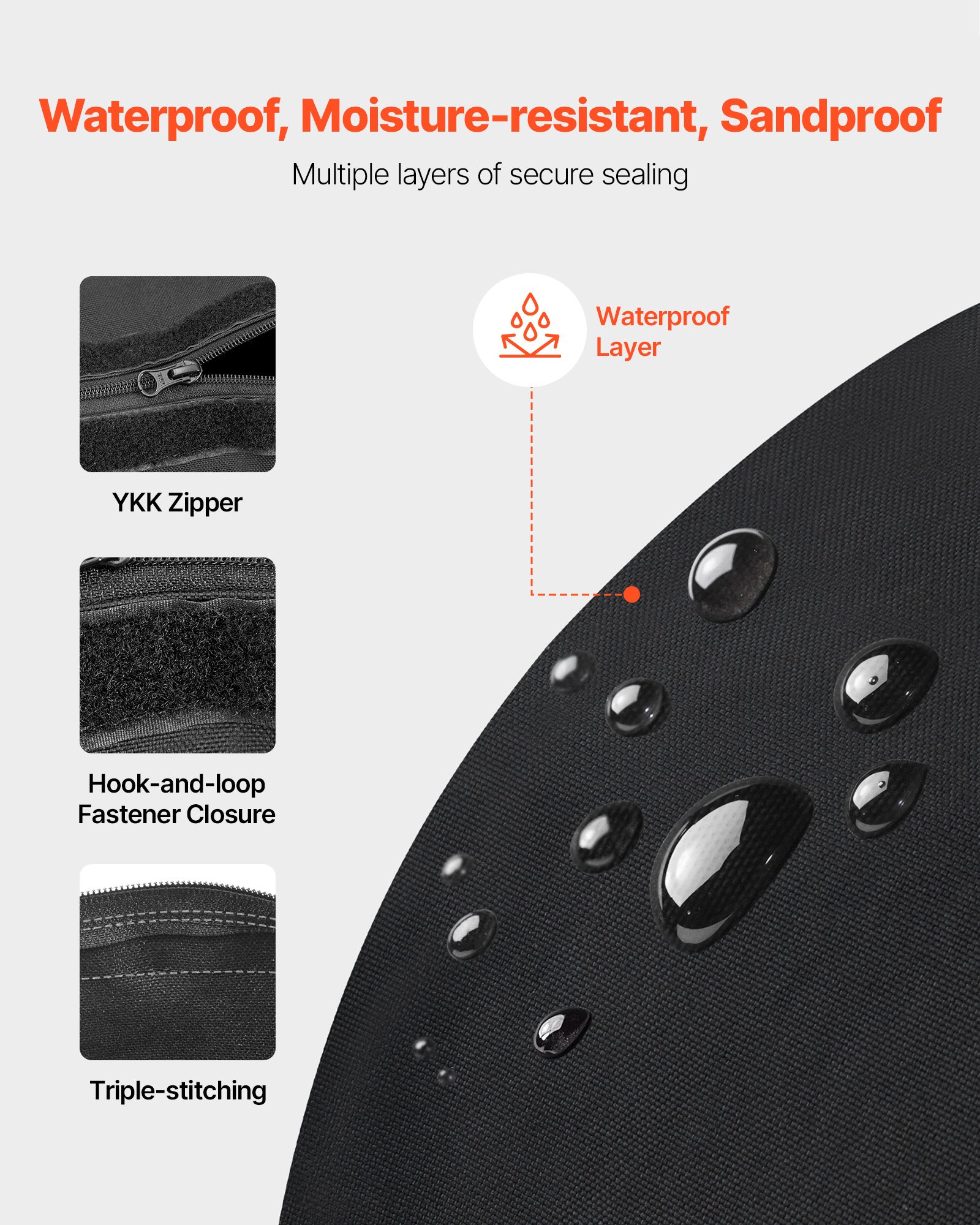 VEVOR Sacco di Sabbia ad Alta Resistenza, Capacità di Peso 45 kg Sacco di Potenza per Allenamento con Manici, per Allenamento di Forza, Pesi, Esercizi in Palestra a Casa, Nero, Vuoto