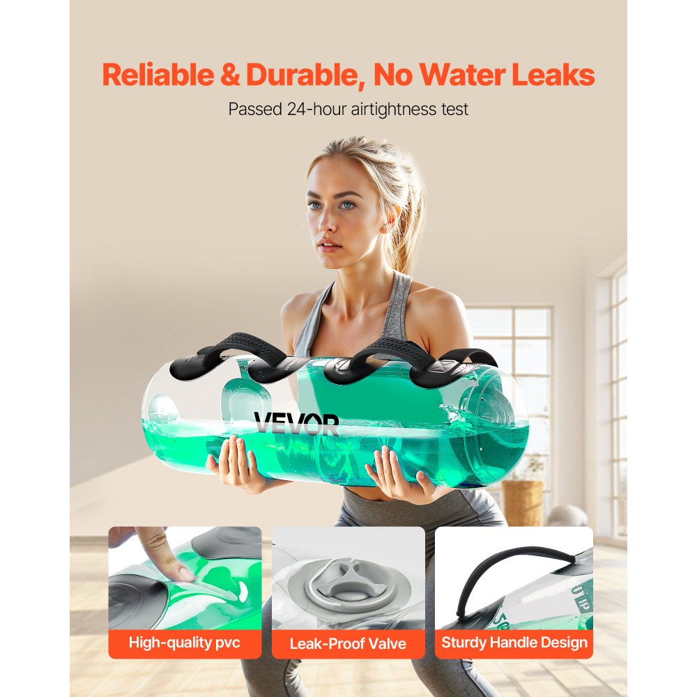 VEVOR Water Weights Aqua Bag, Large Aqua Bags for Workout, 22.68 kg Adjustable Portable Stability Fitness & Full Body Exercise Equipment, for Strength Core and Balance Training, Home Gym Exercise