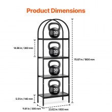 VEVOR Libreria Rustica Scaffale in Metallo 4 Ripiani Forma ad Arco 1,8m Ufficio