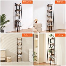 VEVO Libreria da Terra Scaffale Portaoggetti 5 Ripiani a Forma Trapezoidale