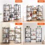 VEVOR Libreria Tripla in Metallo, Libreria Industriale a 11 Ripiani, Libreria Rustica Vintage con Ripiani Aperti, Scaffale Espositivo per Soggiorno, Camera da Letto Ufficio, 1580 x 260 x 1390 mm