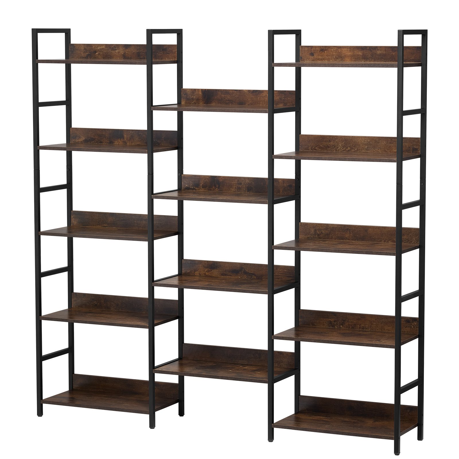 VEVOR Libreria Tripla in Metallo, Libreria Industriale a 14 Ripiani, Libreria Rustica Vintage con Ripiani Aperti, Scaffale Espositivo per Soggiorno Camera da Letto Ufficio, 1760 x 300 x 1760 mm