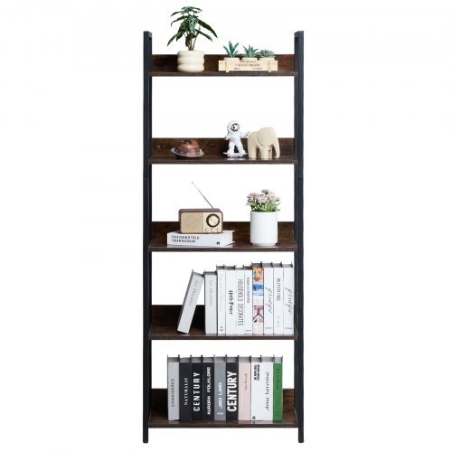 Libreria Homeiju 4 Ripiani Stile Industriale – Rustica In Metallo E Legno, Piccola E Stabile, Per Soggiorno E Camera Da Letto - 2