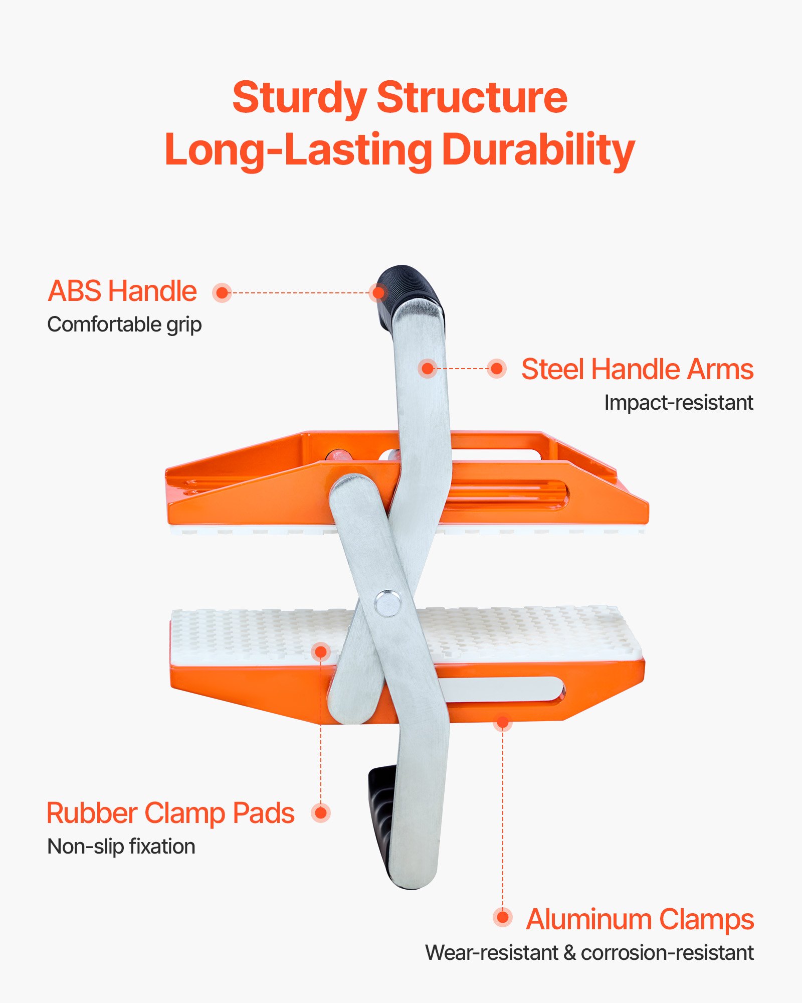 VEVOR Double Handed Stone Carrying Clamps, 299 kg Load Capacity, 2 Pack Granite Panel Carriers Lifting Tools with Rubber-lined (0-60 mm), Heavy Duty lifting Clamps for Plywood, Glass, Granite