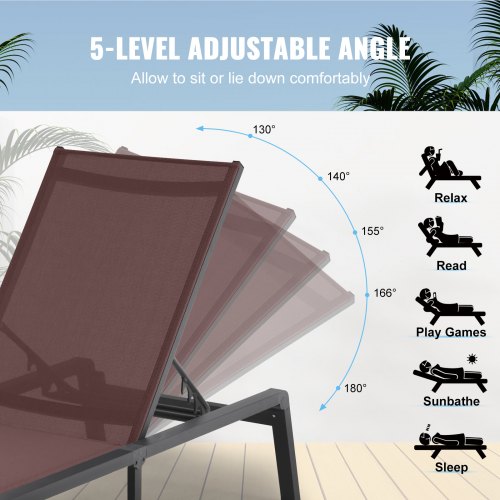 Sedia A Sdraio In Alluminio Con Ruote E 5 Posizioni Reclinabili - Letto Da Giardino Pieghevole In Textilene, Perfetta Per Spiaggia E Piscina (Colore Cachi)