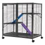 VEVOR Gabbia per Piccoli Animali in Metallo 96 cm a 3 Livelli con Ruote, Box Alto con Spaziatura tra i Fili di 13,97 mm, con Rampe Piattaforma Vassoio e Porte per Furetti Cincillà Porcellini d'India