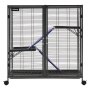 VEVOR Gabbia per Piccoli Animali in Metallo 96 cm a 3 Livelli con Ruote, Box Alto con Spaziatura tra i Fili di 13,97 mm, con Rampe Piattaforma Vassoio e Porte per Furetti Cincillà Porcellini d'India