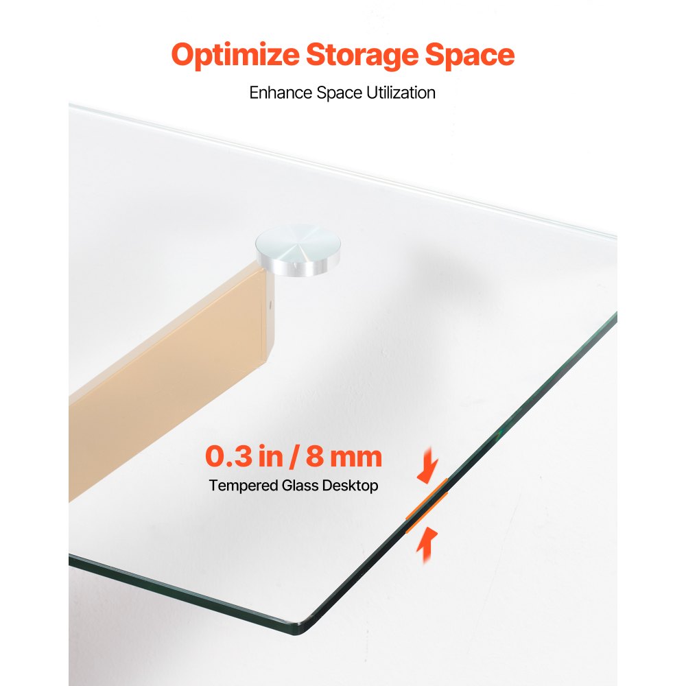 VEVOR Tavolo Consolle in Vetro 114,3 x 45,7 x 76,2 cm Moderno Tavolino Rettangolare con Piano in Vetro Temperato e Gambe Incrociate in Ferro, Piedini Antiscivolo Regolabili per Soggiorno, Ingresso