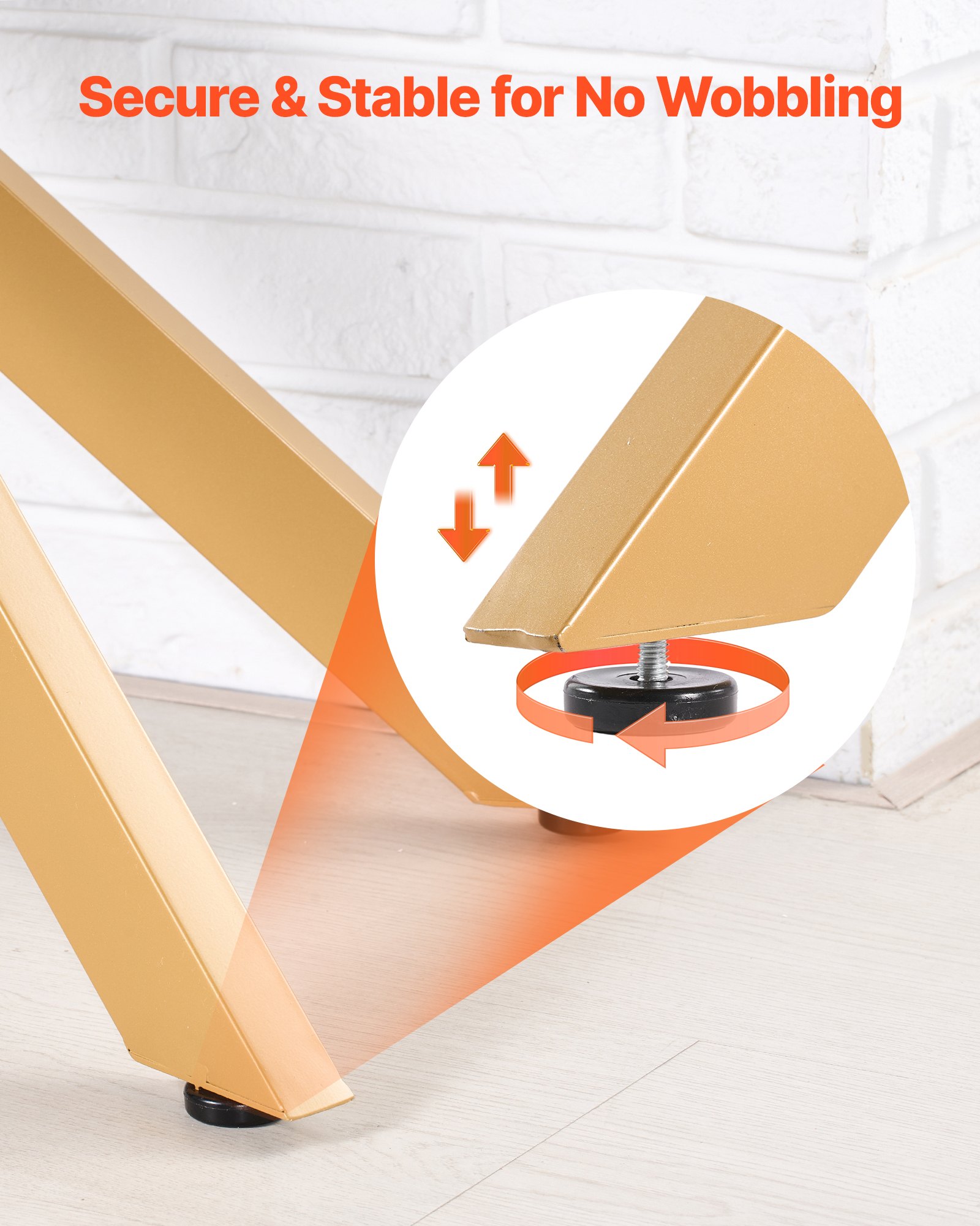 VEVOR Glass Coffee Table, Modern Rectangle Sofa Side Table with Tempered Glass Top & Iron Cross-Legs, Golden Geometric Consloe Desk with Adjustable Anti-slip Foot Pads for Living Room, Entryway, Foyer