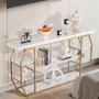 VEVOR Tavolo Consolle in Marmo 180 x 35 x 91 cm Tavolino da Corridoio Ingresso a 3 Livelli per Riporre Oggetti, con Tubi in Ferro, Dispositivo Antiribaltamento e Supporto Triangolare per Soggiorno