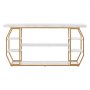 VEVOR Tavolo Consolle in Marmo 180 x 35 x 91 cm Tavolino da Corridoio Ingresso a 3 Livelli per Riporre Oggetti, con Tubi in Ferro, Dispositivo Antiribaltamento e Supporto Triangolare per Soggiorno