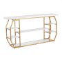 VEVOR Tavolo Consolle in Marmo 180 x 35 x 91 cm Tavolino da Corridoio Ingresso a 3 Livelli per Riporre Oggetti, con Tubi in Ferro, Dispositivo Antiribaltamento e Supporto Triangolare per Soggiorno