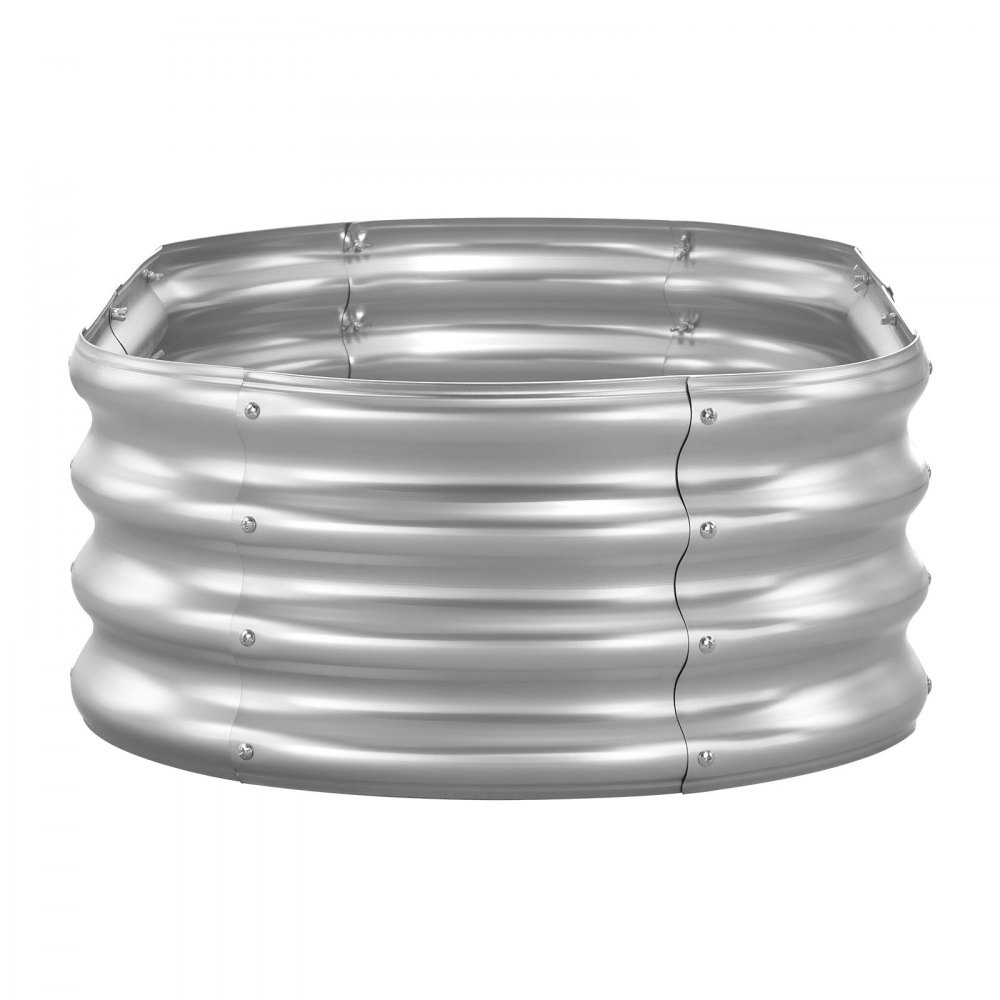 VEVOR Aiuola Rialzata in Metallo, Fioriera Ovale Zincata da Esterno 1200 x 600 x 290 mm, Design a Fondo Aperto, Grande Aiuola Rialzata per la Coltivazione di Ortaggi, Fiori e Piante Grasse