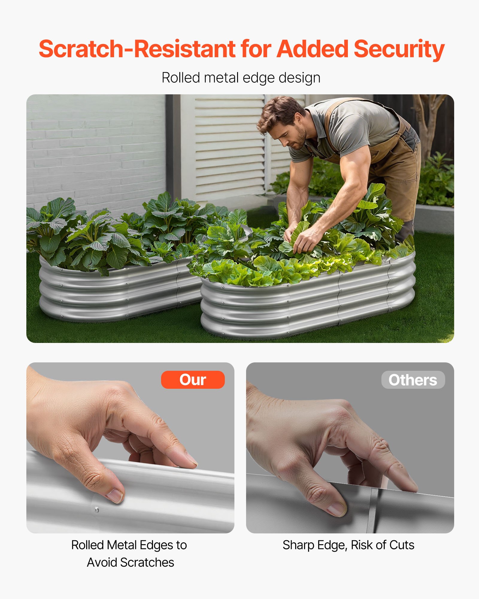 VEVOR Aiuola Rialzata in Metallo, Fioriera Ovale Zincata da Esterno 1200 x 600 x 290 mm, Design a Fondo Aperto, Grande Aiuola Rialzata per la Coltivazione di Ortaggi, Fiori e Piante Grasse