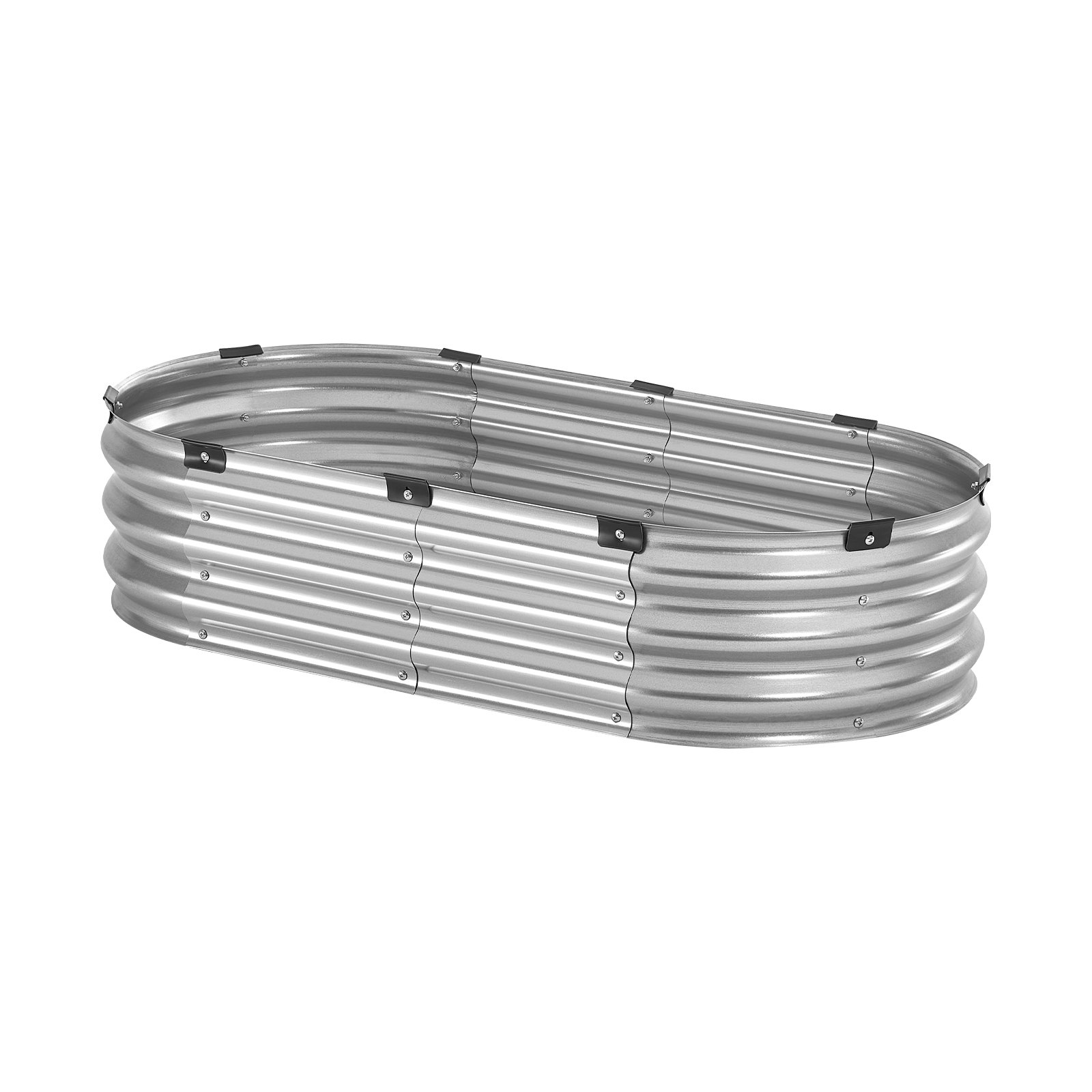 VEVOR Metal Raised Garden Bed, 1195x585x270mm Large Galvanized Planter for Outdoor Use, with Open Bottom, Oval Planting Bed for Growing Vegetables, Flowers, Herbs and Succulents, Silver