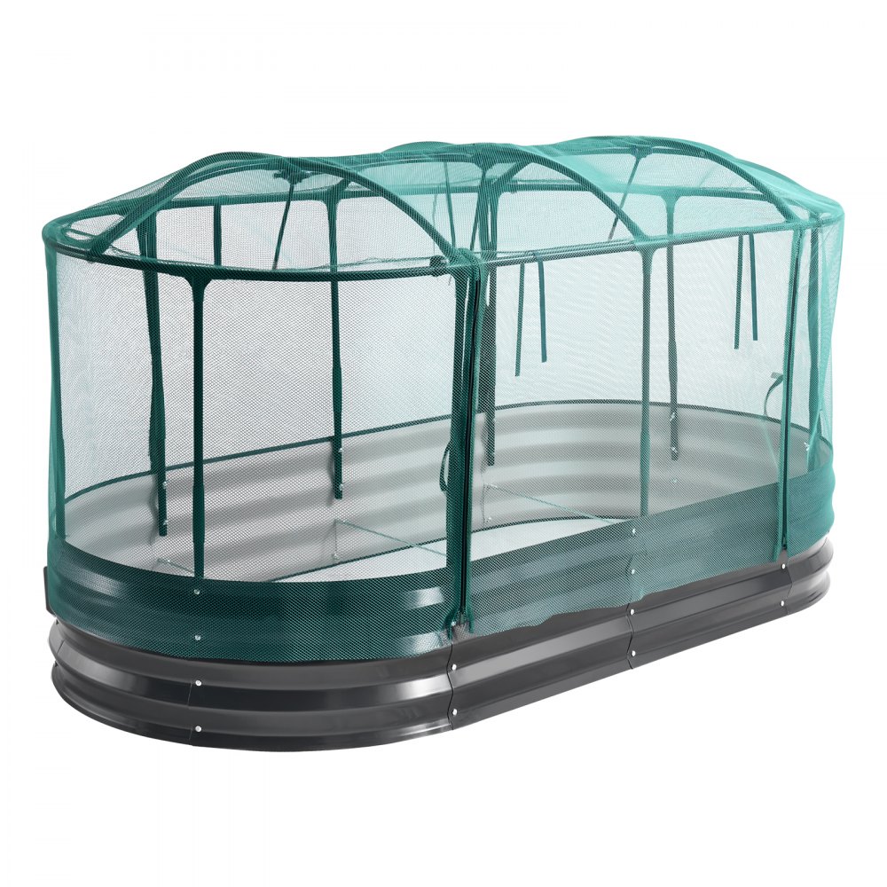 VEVOR Letto Rialzato per Piante in Metallo 180x90x30 cm, Letto Rialzato da Giardino per Orto Aiuola Coltivazione di Ortaggi Fiori Verdure Piante, Fondo Aperto, Sistema Autoirrigazione, Forma Ovale