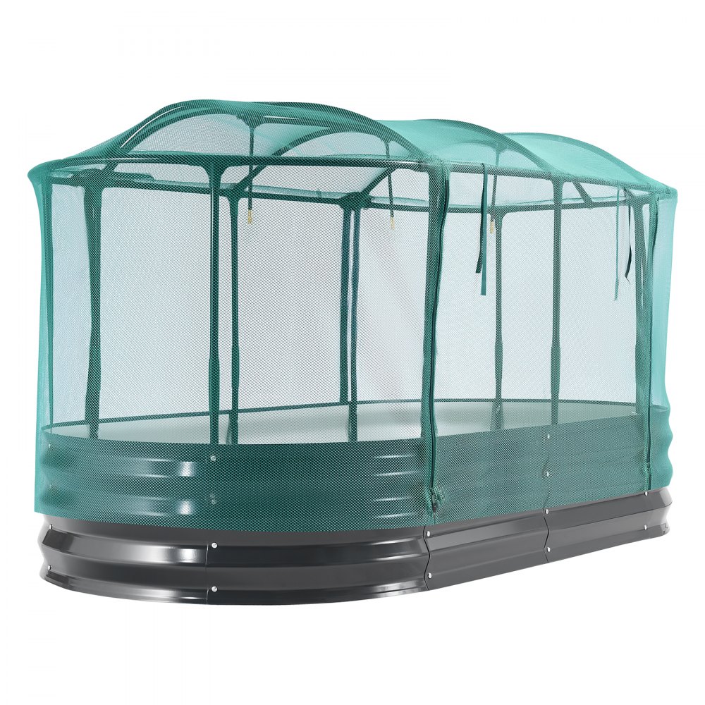 VEVOR Letto Rialzato per Piante in Metallo 180x90x30 cm, Letto Rialzato da Giardino per Orto Aiuola Coltivazione di Ortaggi Fiori Verdure Piante, Fondo Aperto, Sistema Autoirrigazione, Forma Ovale