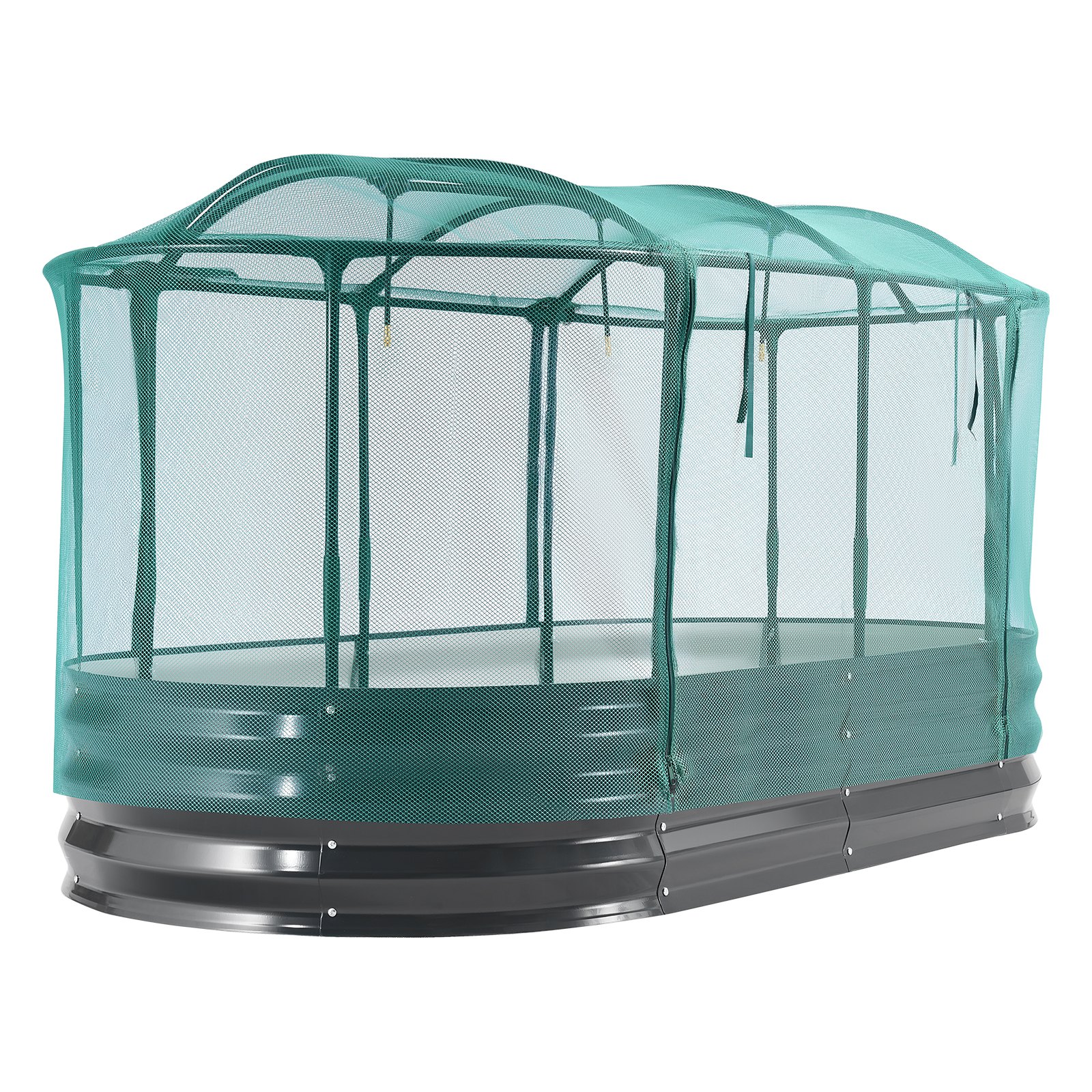 VEVOR Letto Rialzato per Piante in Metallo 180x90x30 cm, Letto Rialzato da Giardino per Orto Aiuola Coltivazione di Ortaggi Fiori Verdure Piante, Fondo Aperto, Sistema Autoirrigazione, Forma Ovale