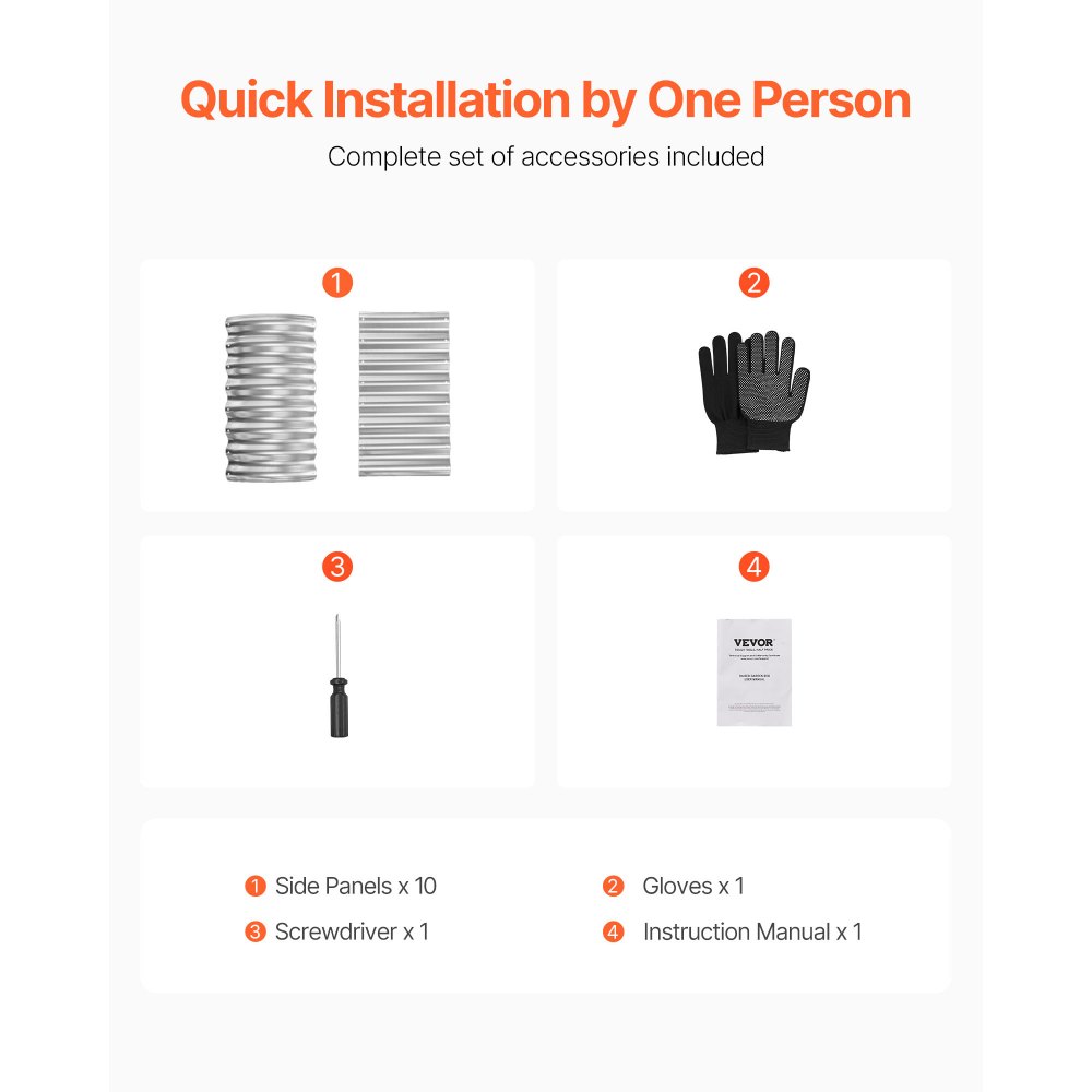 VEVOR Aiuola Rialzata in Metallo per Giardino Balcone da 1200 x 600 x 600 mm, Design a Fondo Aperto, Grande Aiuola Rialzata per la Coltivazione di Ortaggi, Fiori e Piante Grasse, Argento