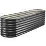 VEVOR Metal Raised Garden Bed, 2.4 x 0.6 x 0.6 m Oval Outdoor Galvanized Planter Garden Box, Open Bottom Design, Large Planter Raised Bed for Growing Vegetables, Flowers, Herbs, Succulents, Dark Gray