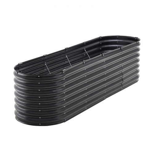 Fioriera Rialzata In Metallo Zincato Per Esterni, Grande Ovale 246x122x30,5 Cm, Senza Fondo, Kit Orto