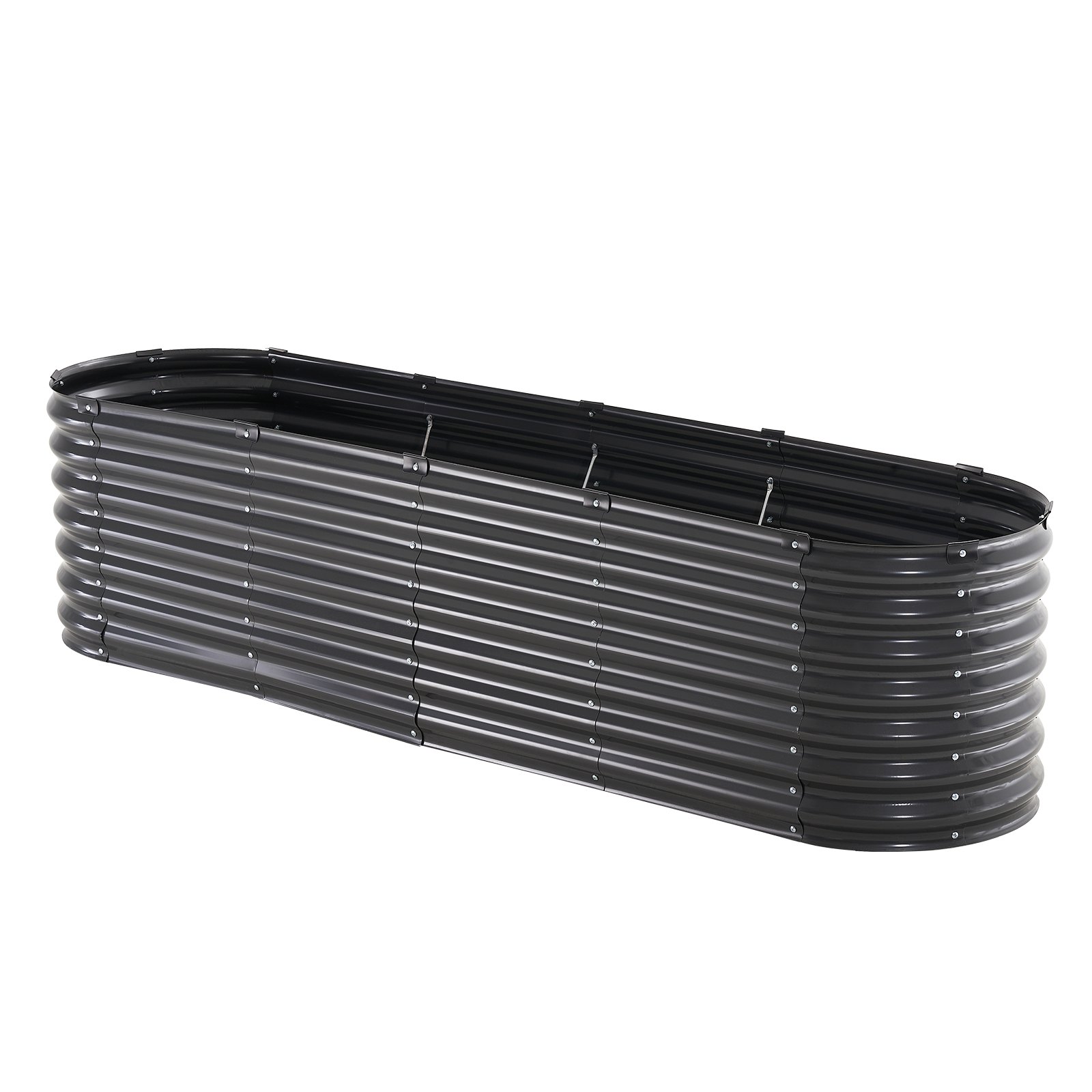 VEVOR Metal Raised Garden Bed, 240x60x56cm, Galvanized Outdoor Planter with Open Bottom, Oval Vegetable Bed for Growing Vegetables, Flowers, Herbs and Succulents, Dark Grey