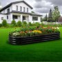 VEVOR Metal Raised Garden Bed, 2.4 x 0.6 x 0.3 m Oval Outdoor Galvanized Planter Garden Box, Open Bottom Design, Large Planter Raised Bed for Growing Vegetables, Flowers, Herbs, Succulents, Dark Gray