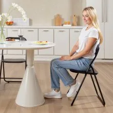 VEVOR Set di 4 Sedie Pieghevoli in Pelle Sgabello in Metallo Pieghevole Nero