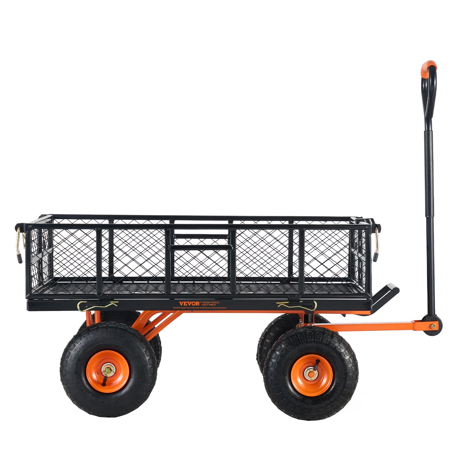 VEVOR Garden Cart, Metal Garden Trolley with Easy-to-Assemble Frame, Tipping Wagon with Convertible 2-in-1 Handle, All-Purpose Wheelbarrow with 400 kg Load Capacity, 25.4 cm Tires