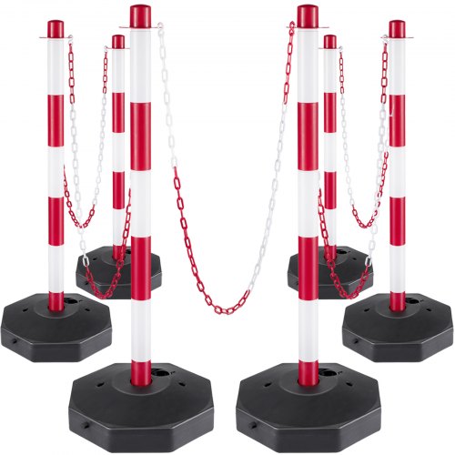 VEVOR 6 Pezzi Paletti Delimitazione in Plastica Paletti con Catena da 30 Metri