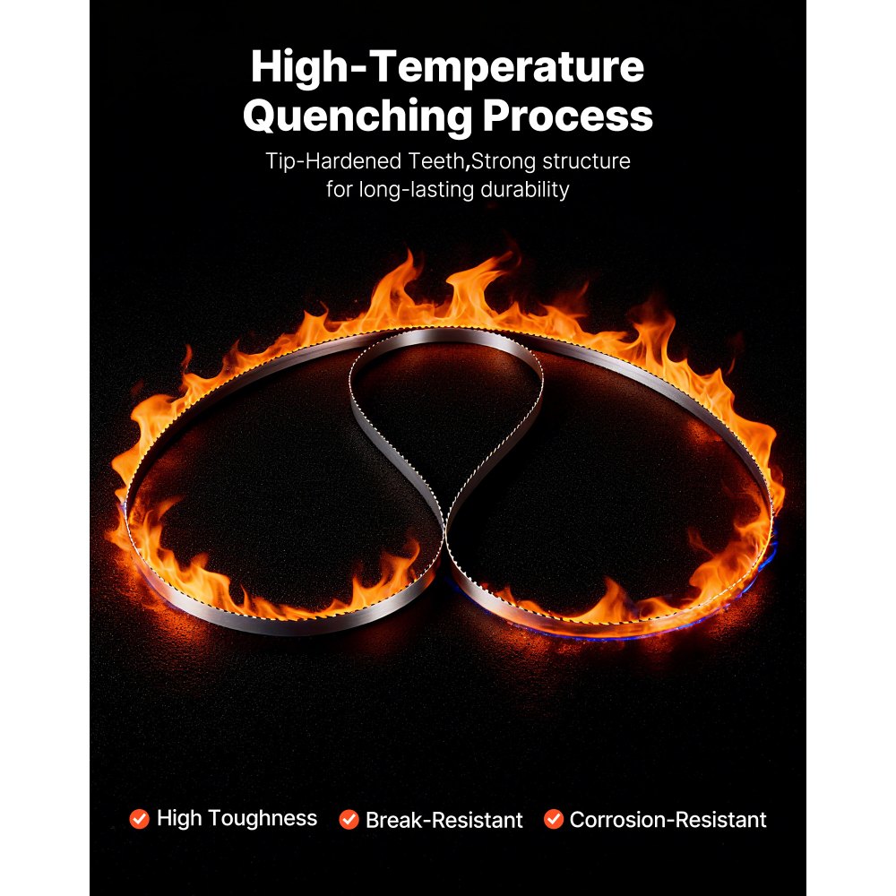 VEVOR Lama per Seghe a Nastro Lunghezza da 2780 mm con 4 Denti Temprati TPI 18 HRC Lama di Ricambio in Acciaio al Carbonio Compatibile con le Troncatrici a Nastro per Lavorazione del Legno