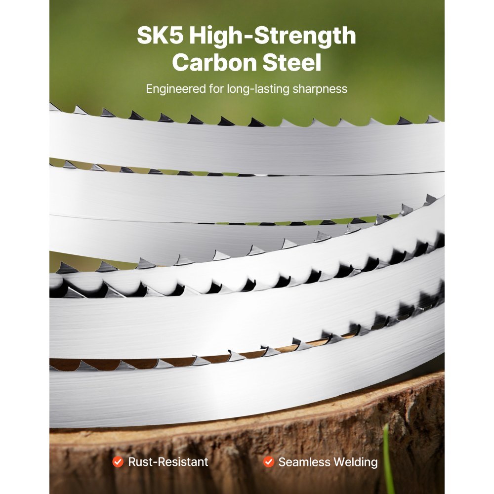 VEVOR Lama per Seghe a Nastro 1832x12,7x0,5 mm 4 Denti Temprati TPI 18 HRC Lama di Ricambio in Acciaio al Carbonio Compatibile con le Troncatrici a Nastro per Lavorazione del Legno