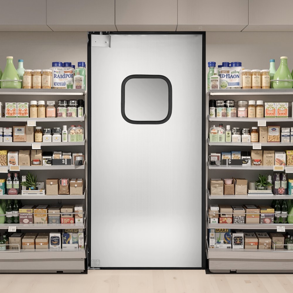 VEVOR Porta a Battente per Ingresso 917 x 2133 mm Pannello Singolo, Porte a Battente Commerciali in Acciaio Inox con Ferramenta e Accessori, per Uso Residenziale, Durevole e Facile da Installare