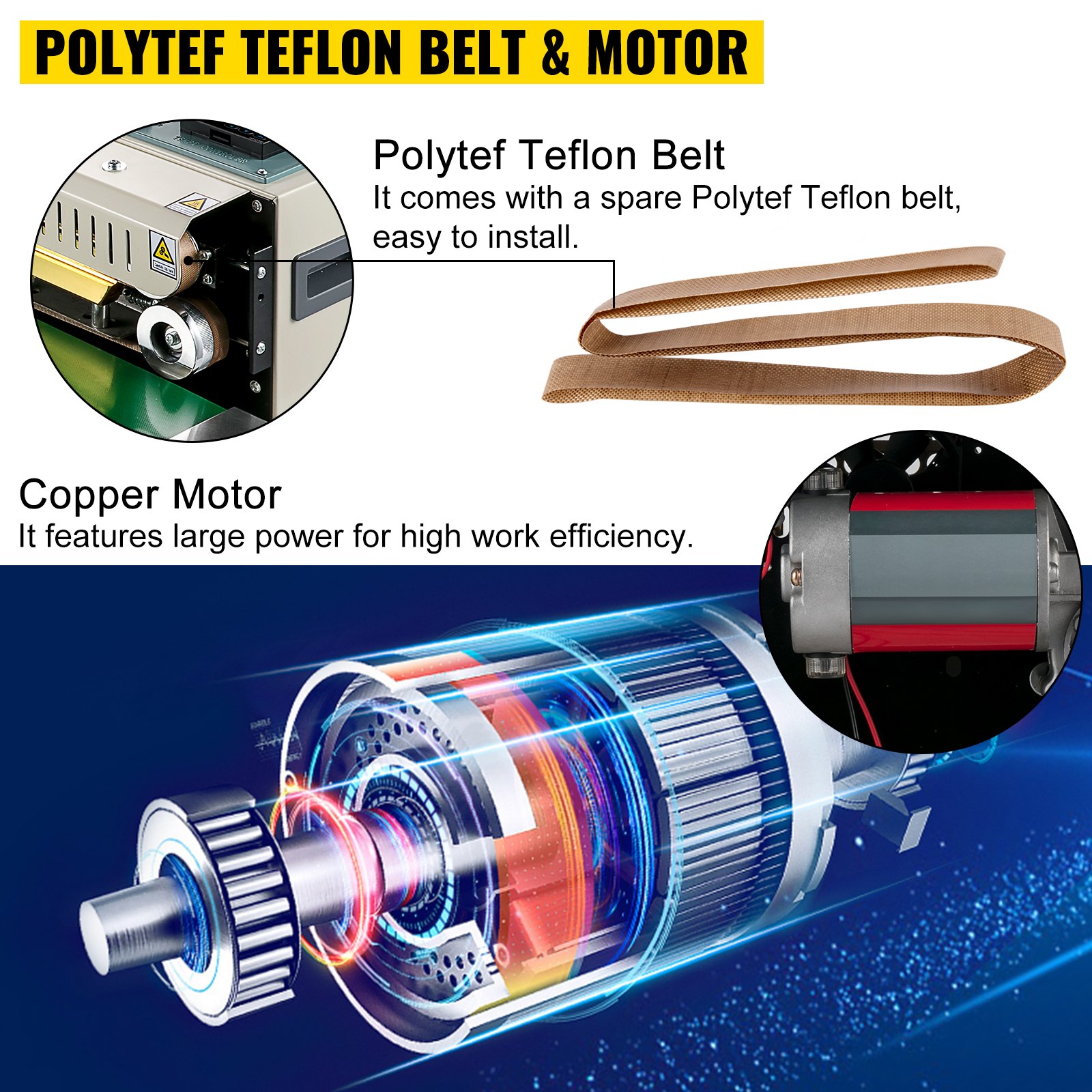 VEVOR Fr900k Macchina Sigillatrice Elettrica Orizzontale Nastro Sigillatrice continua 700w