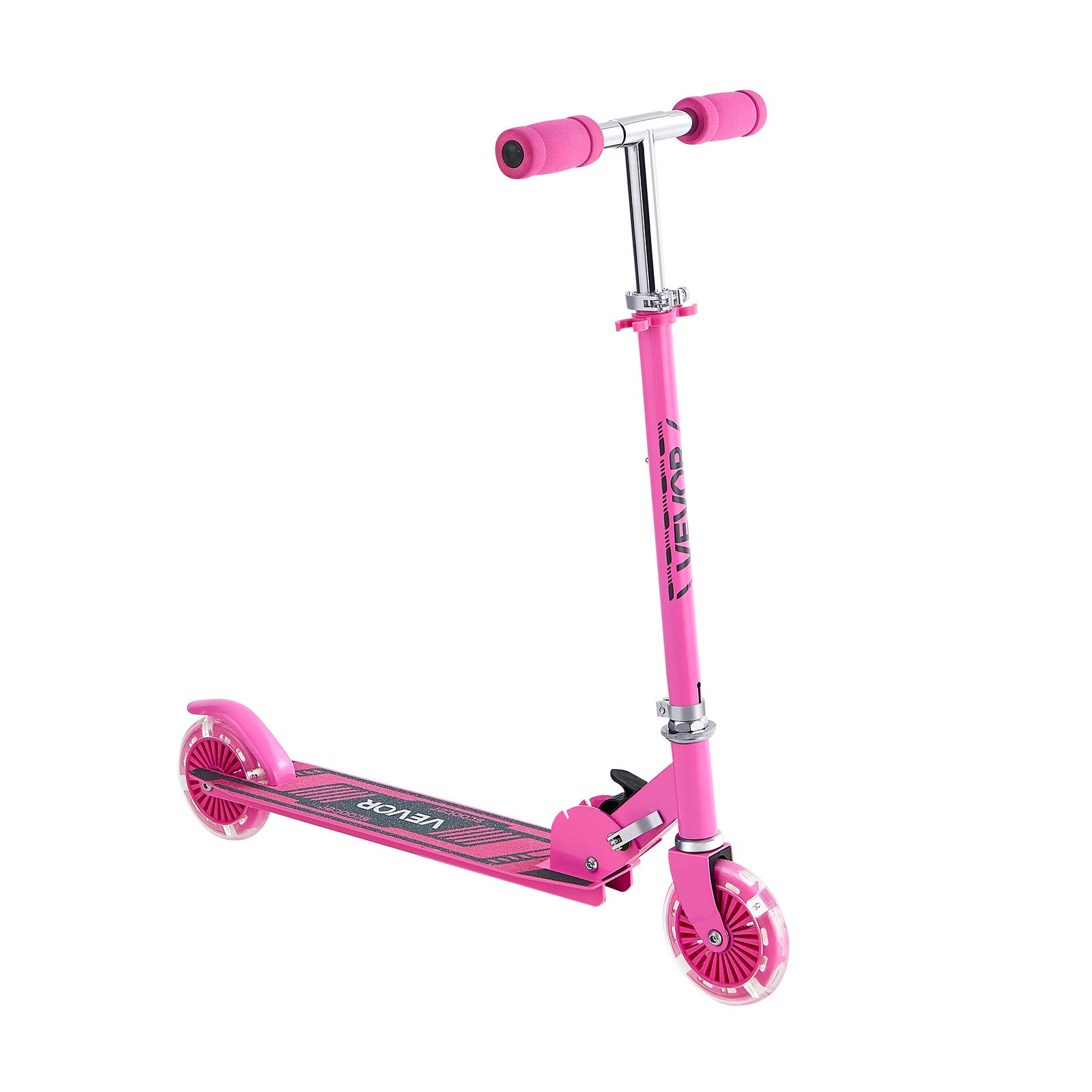 VEVOR Monopattini a Spinta per Bambini, Monopattino Mobilità Urbana a 2 Ruote Luminose, Manubrio Regolabile in Altezza, Pedana Antiscivolo, Telaio Pieghevole e Leggero Fino a ca. 50 kg, Colore Rosa