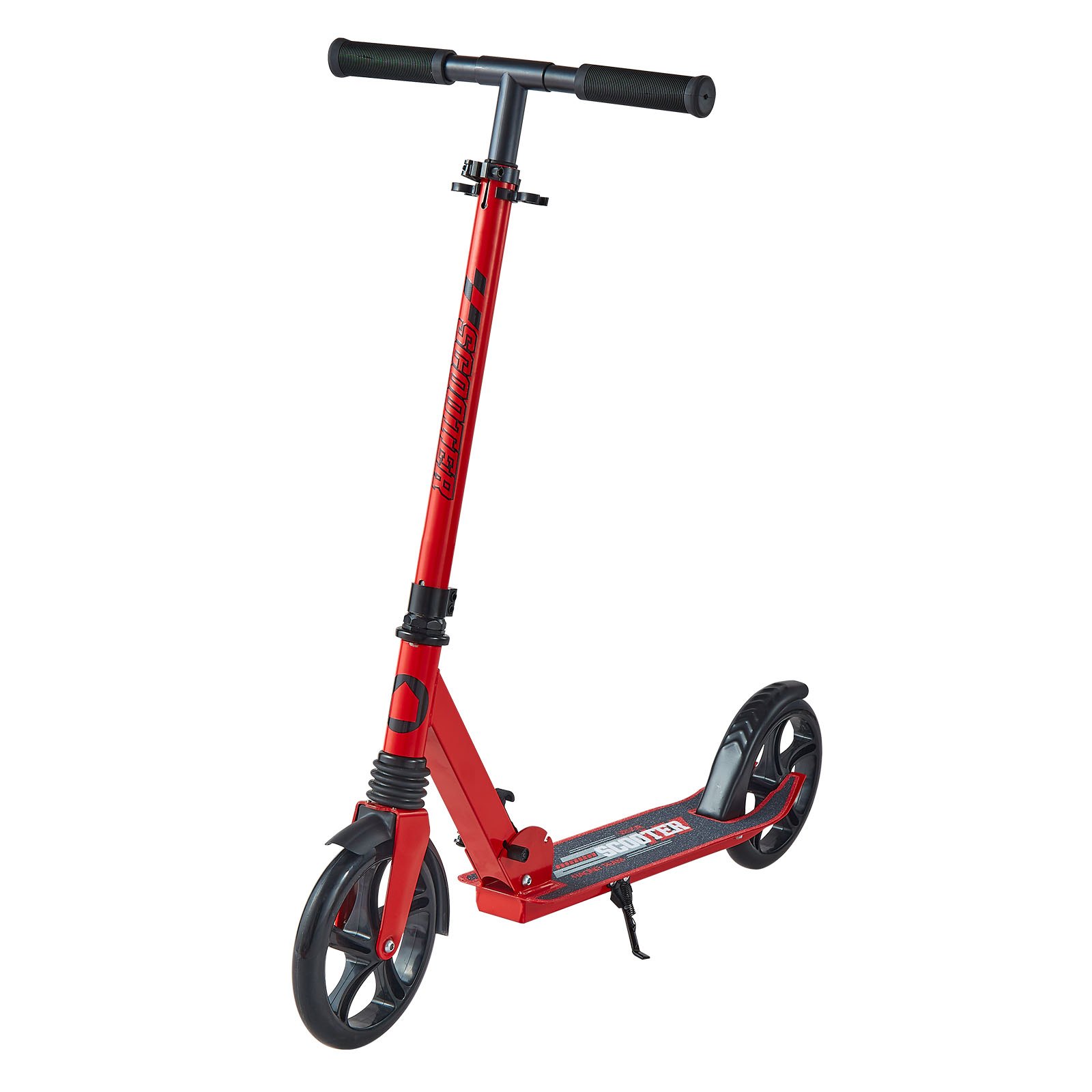 VEVOR Monopattini a Spinta, Monopattino con Freno a Pedale a 2 Ruote con Manubrio Regolabile Pedana Antiscivolo, Pieghevole e Leggero Fino a ca. 99,7 kg per Adolescenti e Adulti Rosso Nero