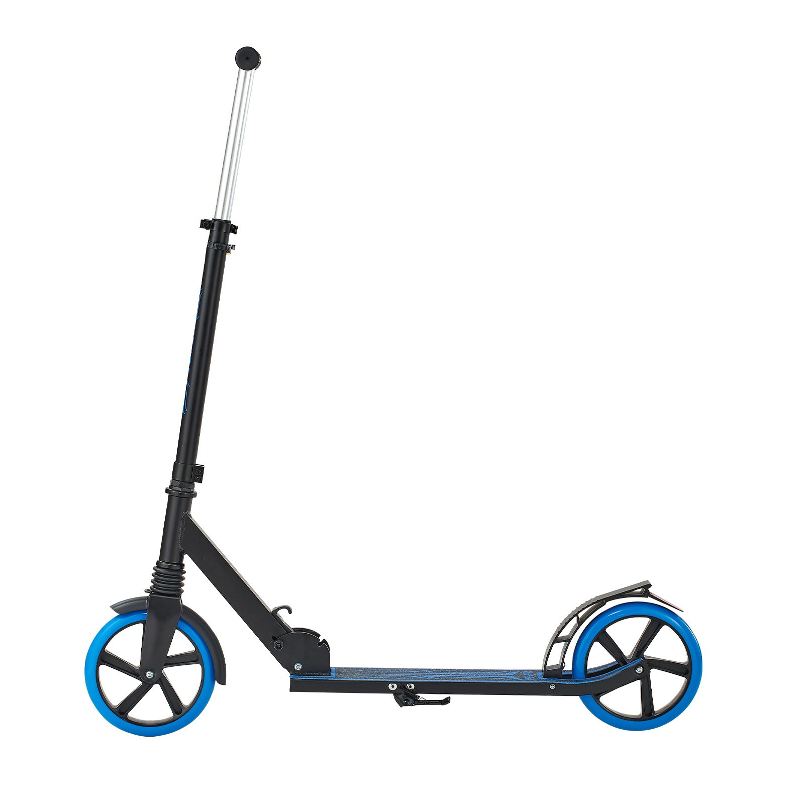 VEVOR Monopattino con 2 Ruote per Bambini da 8 Anni, Monopattino Pieghevole per Mobilità Urbana Carico max. 100kg Altezza Regolabile a 3 Livelli, Pedana Antiscivolo e Freno a Pedale, Blu