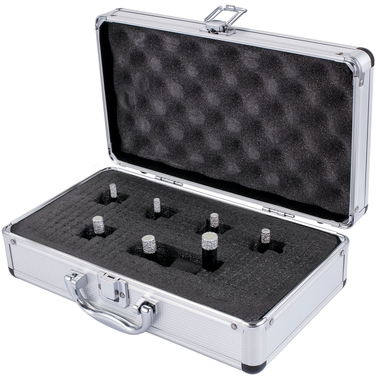 VEVOR Punta Diamantata, 7 Pz Altezza Segmento 15 mm Diametro 6/6/8/8/10/12/14 mm Frese a Tazza Diamantate per Smerigliatrice Angolare per Forare Materiali Duri Come Ceramica, Marmo, Muratura, Granito