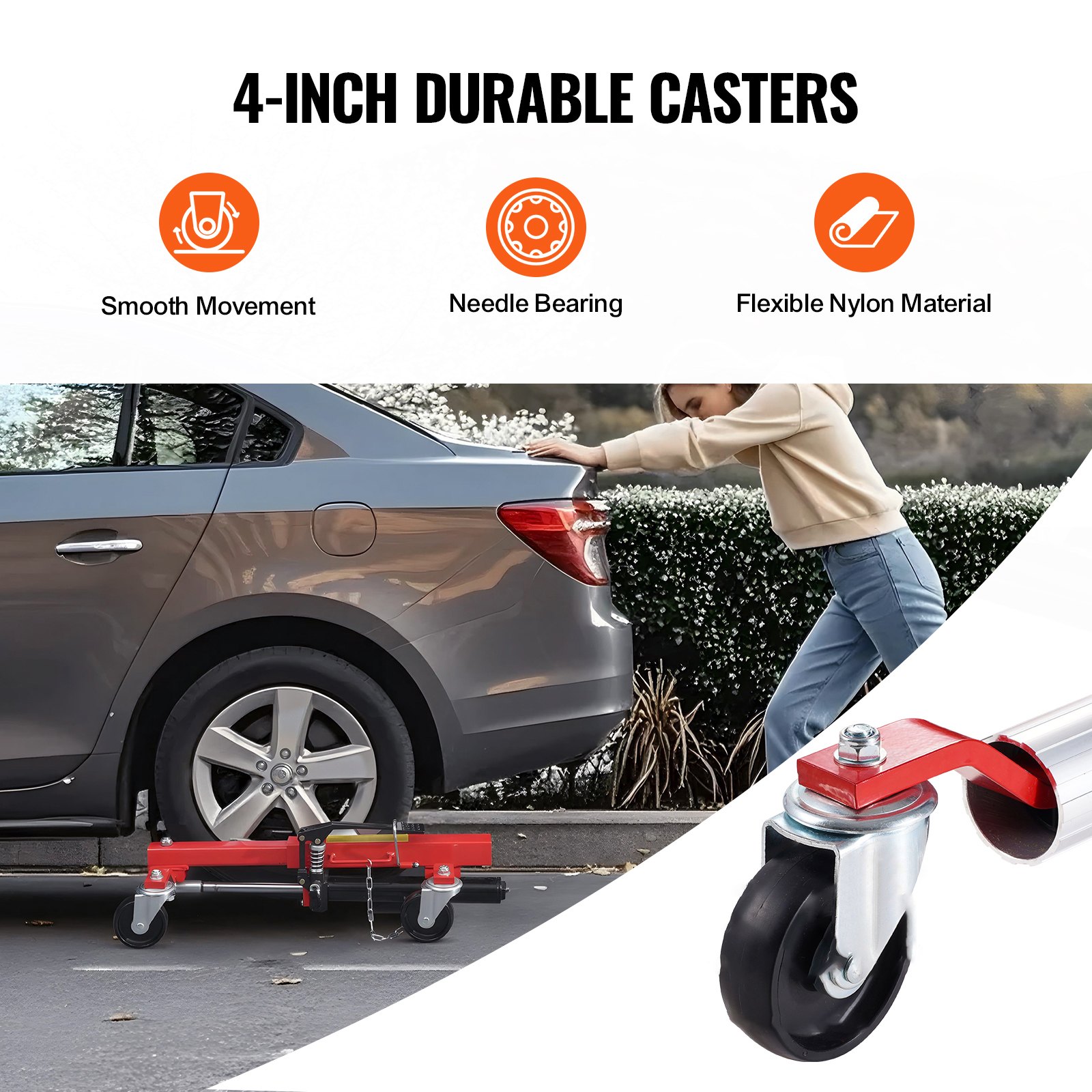 VEVOR Carrello per Ruote, Capacità 680,38 kg Sollevatore per Cric per Auto con Ruote Girevoli 360° Cric Idraulico per Posizionamento di Veicoli Pesanti, per Riparazione di Veicoli e Traslochi, Set 2