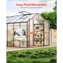 VEVOR Polycarbonate Greenhouse, 236x402.5x207cm, Outdoor Greenhouse with 2 Ventilation Windows, Pavilion-Style Plant House with Hinged Door, Walk-in Aluminum Greenhouse Set for Outdoor Gardens