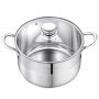 VEVOR Pentola in Acciaio Inox da 7,6 Litri, Casseruola in Acciaio Inox Ø 240x140 mm con Coperchio in Vetro per Cottura da Cucina, Pentola di Brodo, Pasta, Zuppa, Catering Ristorante, Senza PFOA PFAS