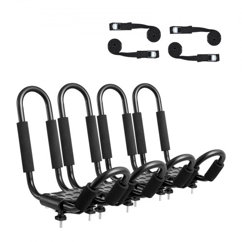 VEVOR Portapacchi per Kayak 2 Paia, Portapacchi in Acciaio Legato, Barre da Tetto a J Morbide, per Tavola da Surf, Canoa, SUP, Tavola da Sci, Montaggio su Auto, SUV, Camion, 2 Kayak, Viaggio