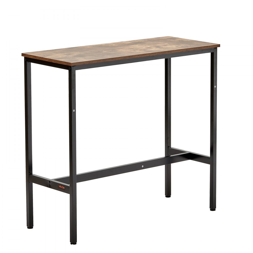 VEVOR Bar Table Bistro Table Pub Table with Metal Frame, Narrow & Long Kitchen Table Dining Table (991 x 406 x 902 mm), Display Table for Living Room Parties Pubs Dining Rooms Cafes, Brown & Black