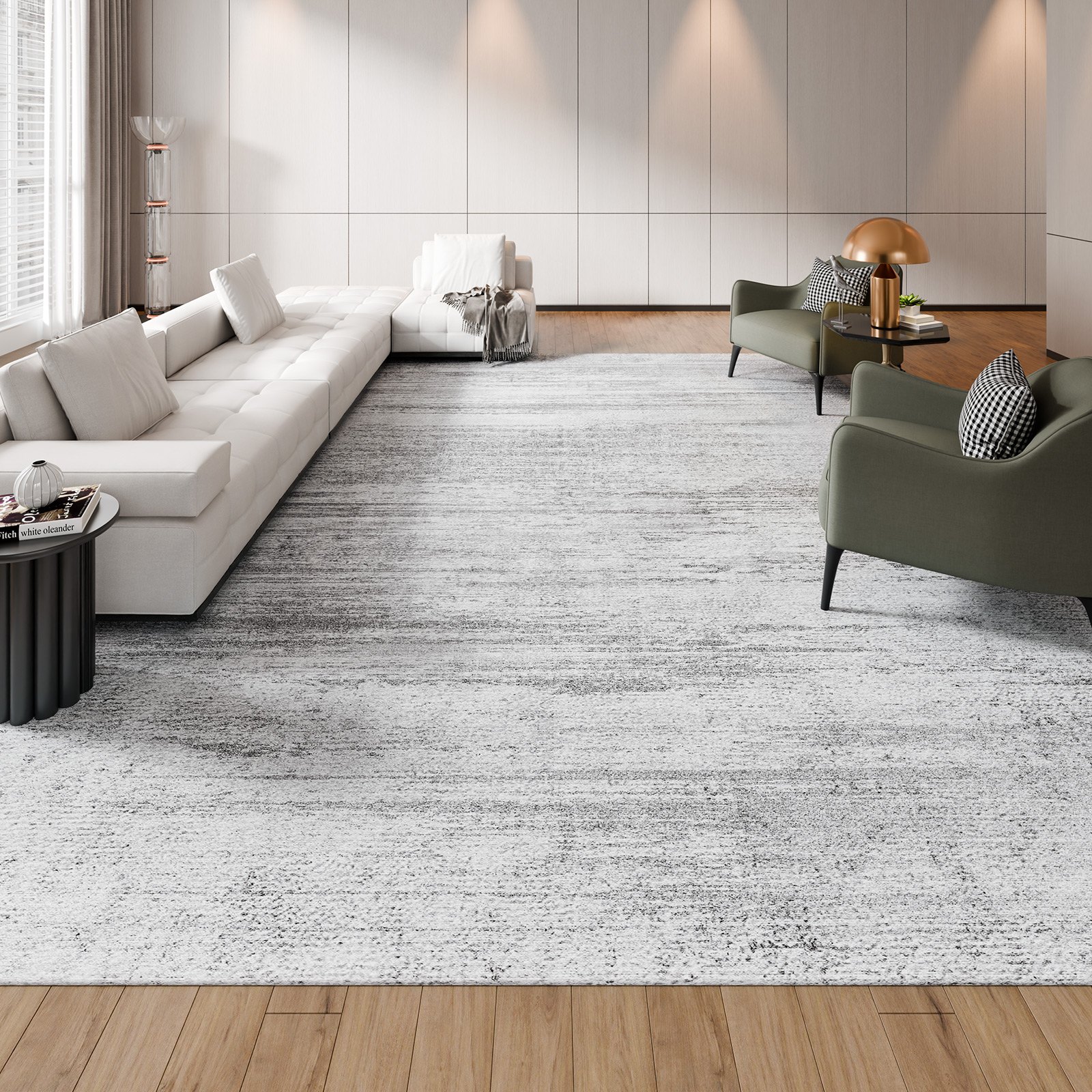 VEVOR Living Room Rug, 3048x4267 mm, Short Pile, Washable Rug, Non-Slip Floor Mat, Modern Area Rug, for Bedroom, Office, Living Room, Children's Room, Entrance Area, Grey