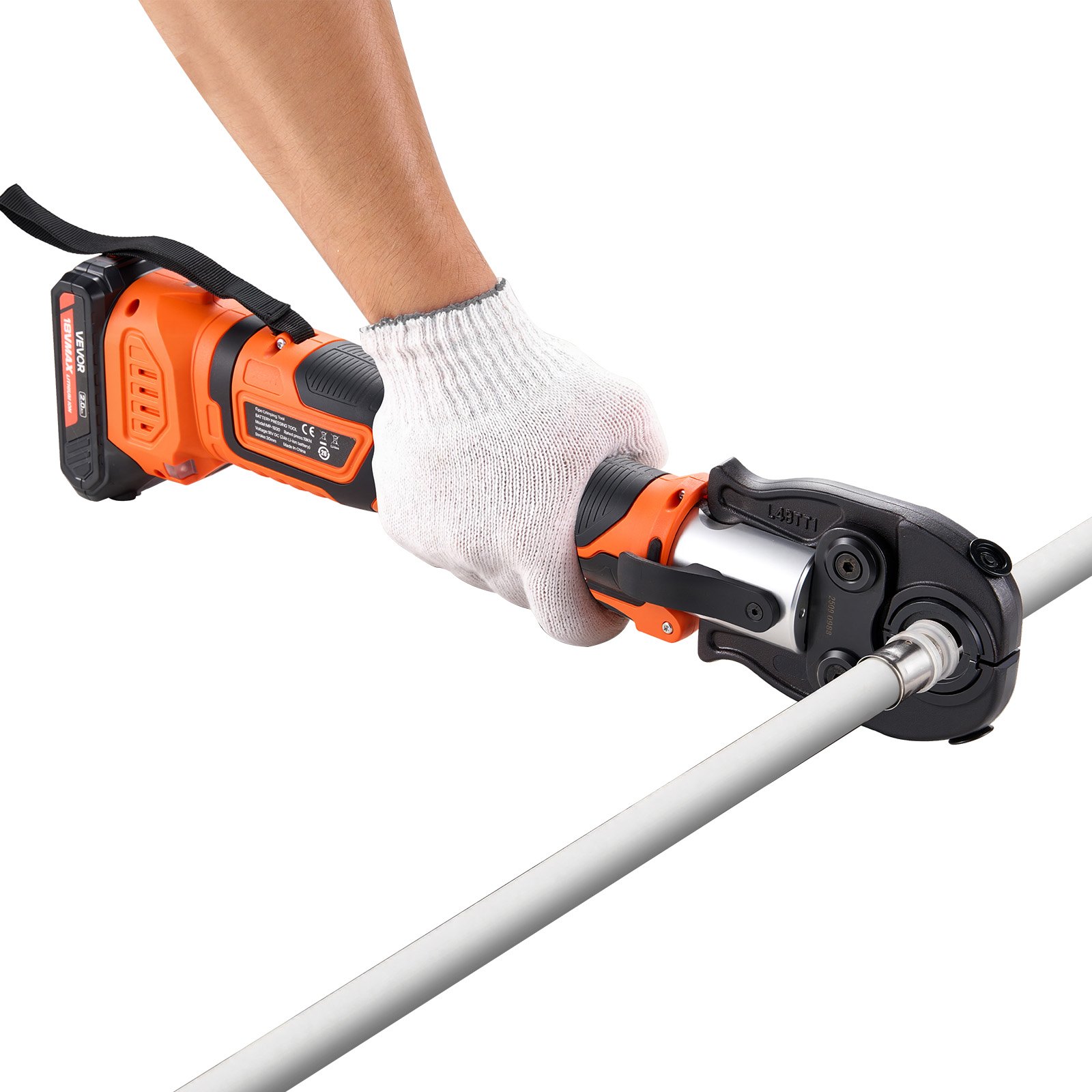 VEVOR Pinza Crimpatrice con Capricorda, Utensile Elettrico per Crimpatura di Tubi da 18 V per Tubi PEX e Alluminio-Plastica, 2 Batterie da 2 AH, Caricabatterie Rapido e Custodia per il Trasporto