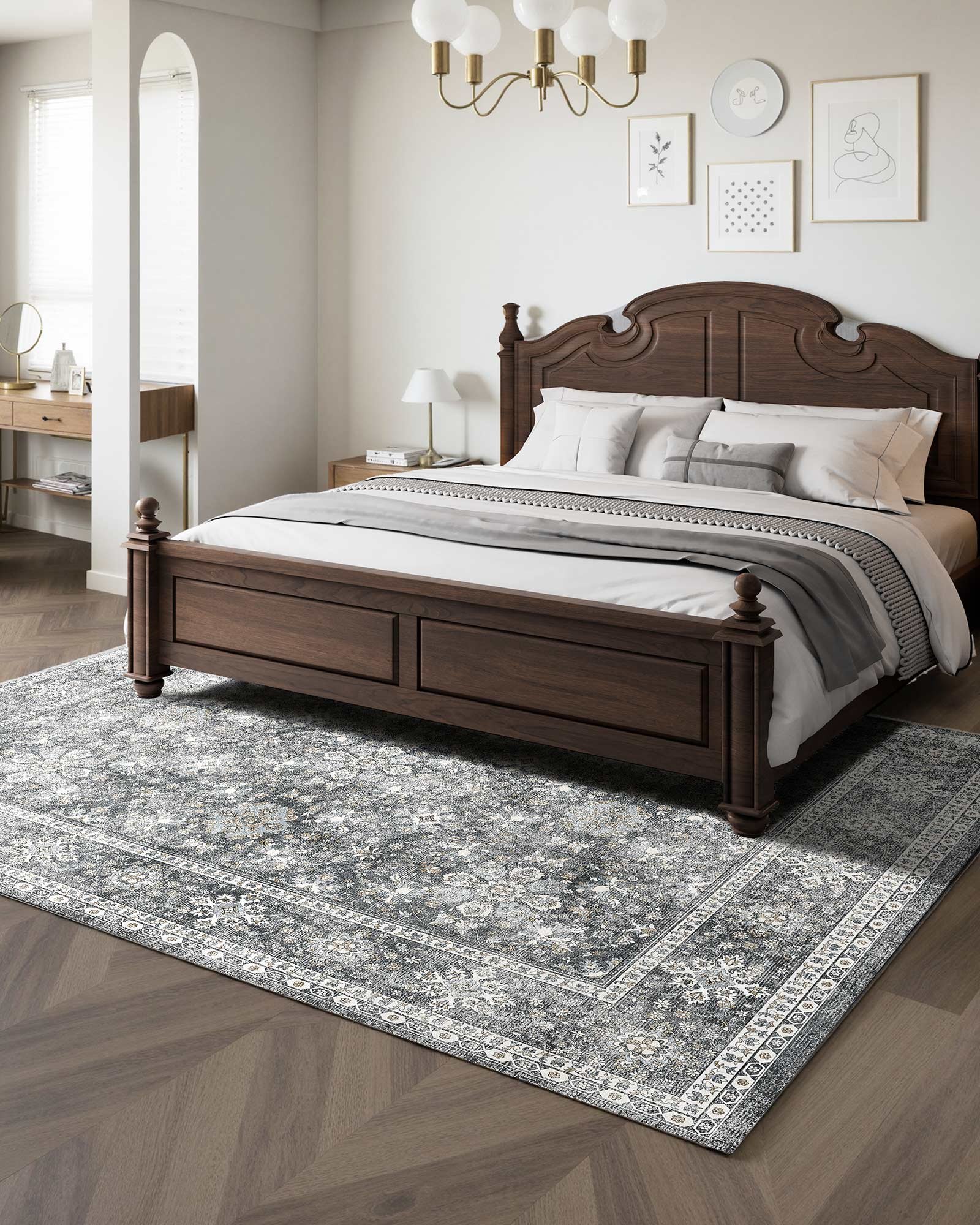 VEVOR Tappeto Grande per Salotto 2439 x 3048 mm Grande Tappeto Lavabile, Morbido, Antiscivolo e Antistrappo, Adatto ad Animali Domestici e Bambini, per Camera da Letto, Soggiorno, Ingresso, Grigio