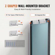 VEVOR Specchio per Trucco da Parete, Spessore 3,81 mm Specchio con Cornice 915 x 610 mm in Lega di Alluminio e Pellicola Antideflagrante, Specchio Antigraffio con Staffa a Forma di Z, per Soggiorno