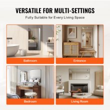 VEVOR Specchio per Trucco da Parete, Spessore 3,81 mm Specchio con Cornice 1397 x 762 mm in Lega di Alluminio e Pellicola Antideflagrante, Specchio Antigraffio con Staffa a Forma di Z, per Soggiorno
