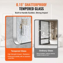 VEVOR Specchio da Trucco da Parete, Specchio 1828 x 813 mm con Cornice in Lega di Alluminio e Pellicola Antideflagrante, Specchio Antigraffio con Staffa a Forma di Z, Adatto per Bagno Soggiorno